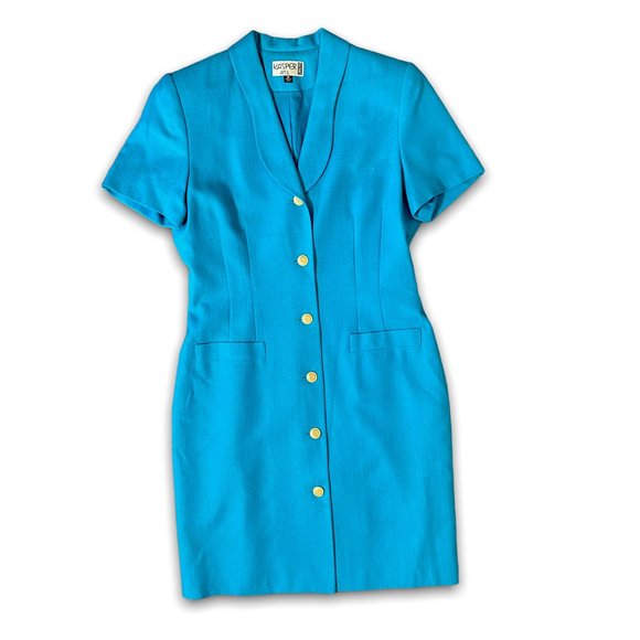Kasper Dresses & Skirts - Vintage 90s Kasper ASL Blue Blazer Short Sleeve Mini Dress